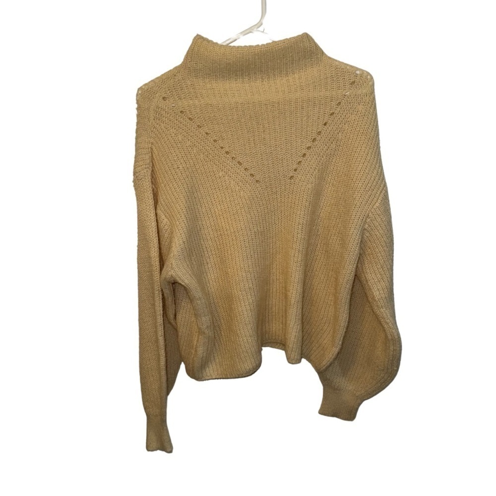 Miami Tan Cowl Neck Sweater with Balloon Sleeves